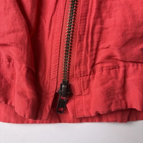 EILEEN FISHER Orange Red Lory Rumpled Cotton Steel Hooded Jacket Small Lagenlook - Picture 6 of 13